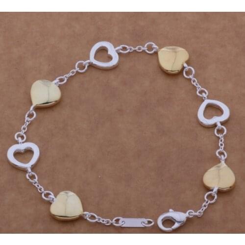 AH112 Hot sterling bracelet, sterling fashion jewelry Two color heart /alcajcja azeajqla silver color