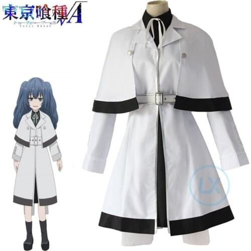 Anime Tokyo Ghoul: Re Yonebayashi Saiko Cosplay Costume Women Halloween Tokyo Ghoul Full Set Outfit White Uniform Cloak