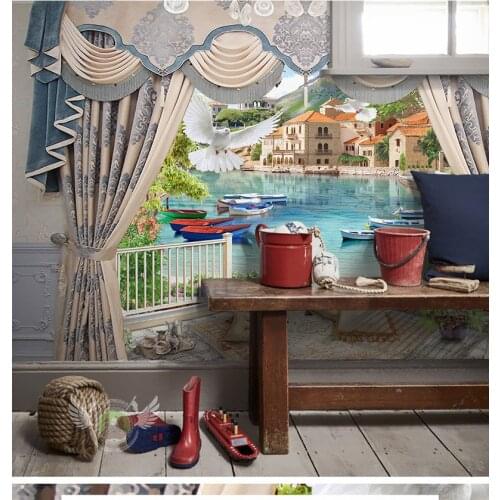 Bacal Relief Scenery Curtain 3d Wallpaper Mural for Living Room 3D Wall Murals Wall paper Stickers Wall Art Decal Home Decor