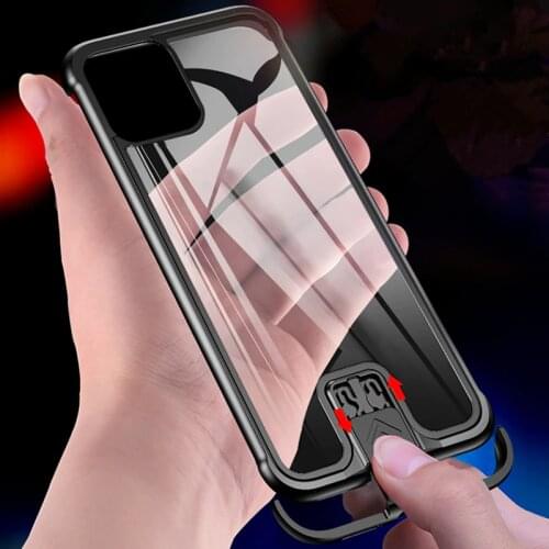 Case For Iphone 11 Pro Xr Xs Max X 7 8 Plus Metal Bumper Pull-plus Tempered Glass Highly Shockproof Back Phone Cover Shell Case