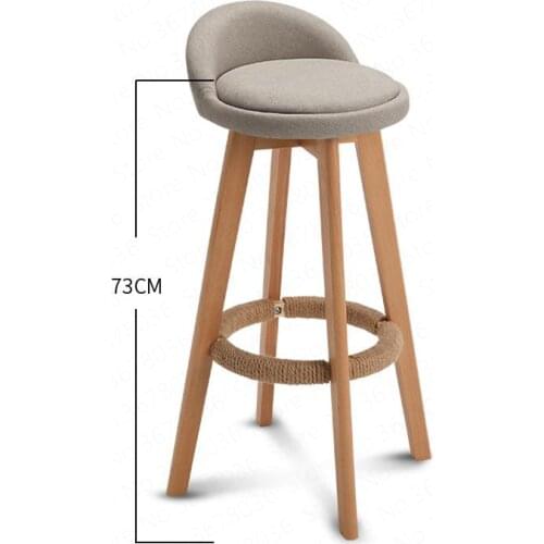 Wooden Nordic Modern Bar Stools Home High Stool Bar Stool Swivel Chair Leisure Back Chair Stool 63/73cm Seat Height