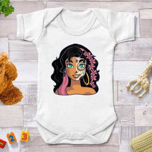 Baby Clohtes Summer New White Newborn Baby Jumpsuits Aesthetics Disney Princess Printed Bebe Harajuku Clothing