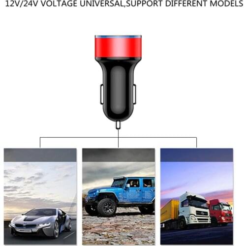 Dual USB Car Charger With LED Display Universal Smart Mobile Phone Car-Charger Wholesales Black Red Blue Silver Gold