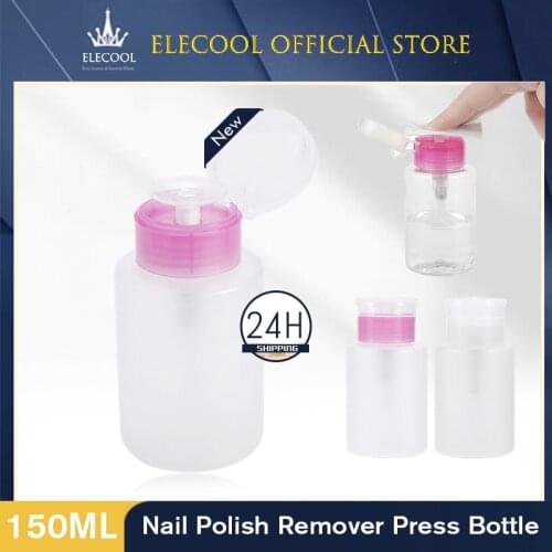 1pc Portable 150ml Empty Plastic Nail Polish Remover Alcohol Liquid Press Pumping Dispenser Bottle Nail Art UV Gel Cleaner Tool