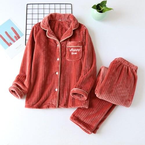 Flannel Women Sleepwear Winter Casual Long Pants Warm Home Clothes Thick Warm Mens Pajamas Sets Velvet Couple Lounge Wear Pajama