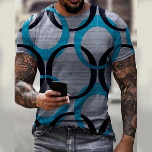 Men Summer T-shirt Digital Print Slim Men Short Sleeve Round Neck Top for Dating Casual Tees Fashion T-Shirts Loose Clothing