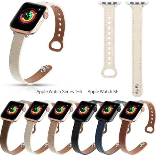 Leather Band for iWatch 40mm 44mm Strap Button Buckle band for Apple watch 42mm 38mm Series 2 3 4 5 6 SE Women Gift