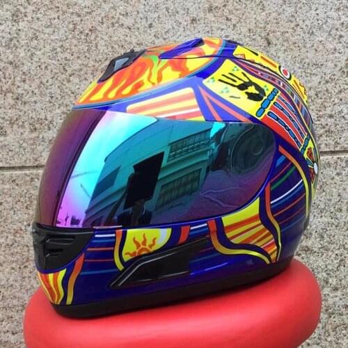 Motorcycle Helmet The Five Continents In Four Seasons Full Face Helmet Casing Wrestling Helmet With Rainbow Visor