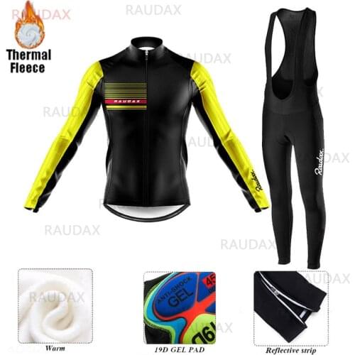 EKOIES Cycling Clothing 2021 Men Winter Fleece Cycling Jersey Set MTB Road Maillot Ropa Ciclismo Warm Long Sleeves Bike Uniform