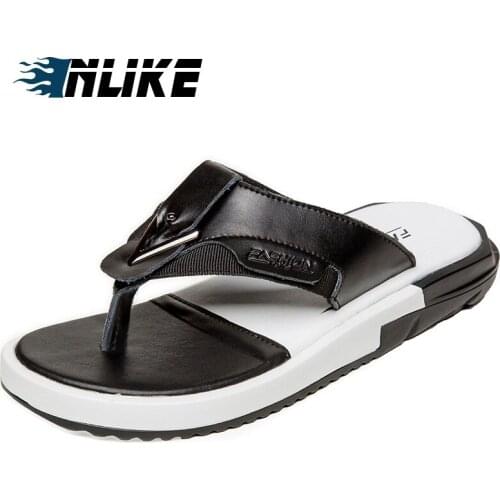 Men Flip Flops High Quality Beach Sandals Non-slip Male Slippers Genuine Leather
