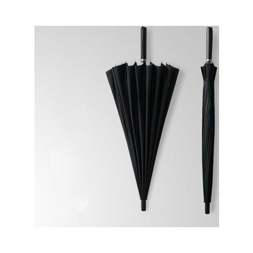 [TB10]Mens 24 bone long handle umbrella large double reinforced super large anti-storm three black straight handle windproof bu