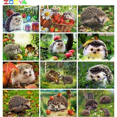 ZOOYA 5D DIY Diamond Embroidery Hedgehog Diamond Painting Animal Cross Stitch Full Square Drill Rhinestone Mosaic Art Home Decor