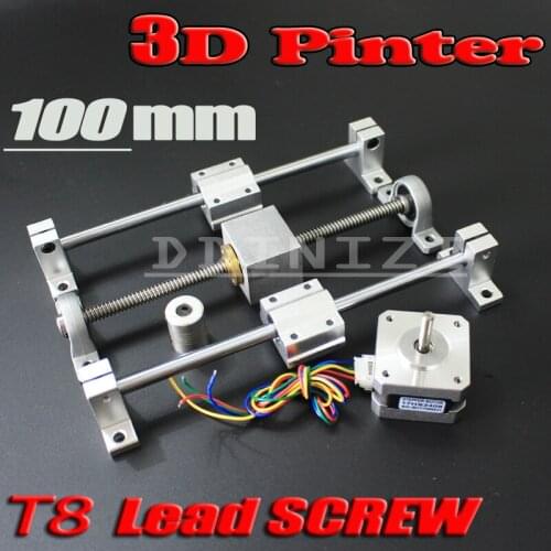 3D Printer guide rail sets T8 Lead screw length 100mm + linear shaft 8*100mm+KP08 SK8 SC8UU+ nut housing +coupling + step motor