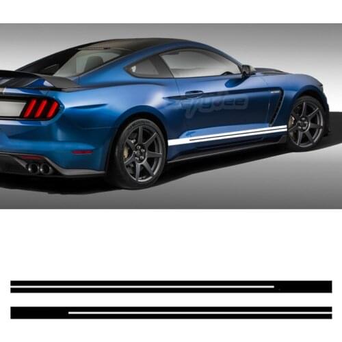 2Pcs Car Body Both Side Stripe Skirt Sticker 5D Carbon Vinyl Decals For Ford Mustang 2015-Present GT Shelby 500 Car Accessories