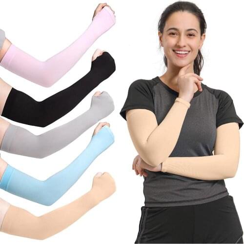 2020 Arm Sleeves Sunscreen Elastic Sleeve Summer Outdoor Cycling Arm Sleeves Cover UV Sun Protection Oversleeves