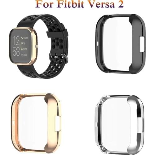 New Soft Plating TPU Cover Cases For Fitbit Versa 2 lite Full Screen Protector Silicone Case For Fitbit Versa2 Smart watch Cases