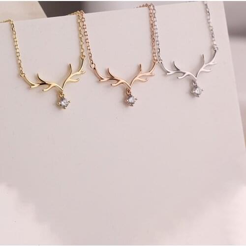 Silver Real 925 Necklaces For Women Animal 2021 Trend Chain Vintage Jewelry Zircon Pendants Goth Undefined Luxury Deer Fashion