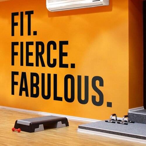 Gym Fit Fierce Fabulous Wall Decal Fitness Exercise Crossfit Sport Inspirational Quote Wall Sticker Vinyl Home Decor