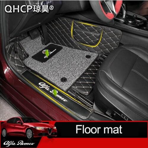 QHCP Car Surrounded Floor Mats For Alfa Romeo Giulia Car-Styling Carpet Microfiber Leather Luxury Carpet Rugs Liners