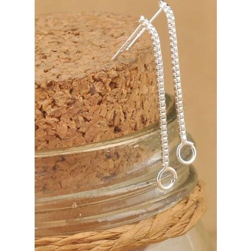 20Pcs Lot Findings 925 Sterling Silver Jewelry Box Line Chain Long Design Stud DIY Arrow Sparkling Earrings Design