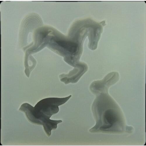 1 pc DIY Handmade Cute Animal Horse Bird Rabbit Charm Pendant Epoxy Silicone Mould Transparent Making Jewelry Tools Molds