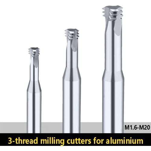 BEYOND 1pcs Three-Tooth Thread Milling Cutter for Aluminum Solid Carbide Tungsten Steel End Mills Machining Center CNC Endmill