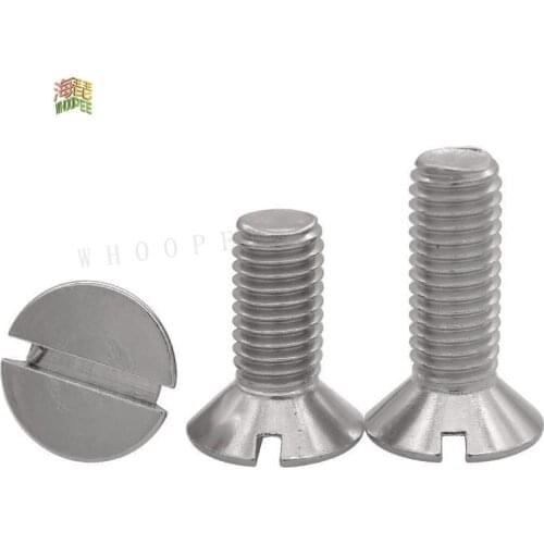 10/50pc M1.6 M2 M2.5 M3 M4 M5 M6 M8 304 A2-70 stainless steel GB68 thread metric slotted flat head machine countersunk screw