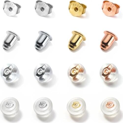 10pcs/lot 925 Sterling Silver Earring Back Earplug 4 Colors Entire S925 Silver Earring Nut Stoppers For DIY Jewelry Findings