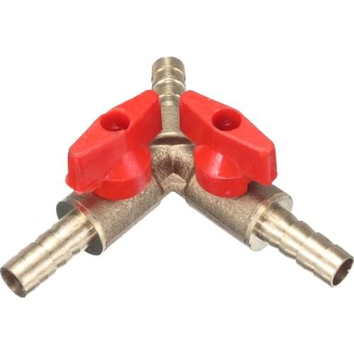 1PC 3 Way Shut Off Ball Valve Fitting Hose Barb Fuel Gas 5/16 inch 8MM Brass Y Type Ball Valve For Garden Tool