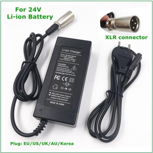24V E-bike Battery Charger Output 29.4V3A Li-ion Battery Charger 7 Series 25.2V 25.9V Lithium Battery Charger XLR Connector