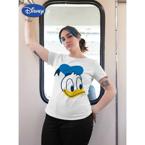 Plus Size Womens T-Shirts Disney Casual Funny Donald Duck 2021 New Aesthetic Clothes Short Sleeve Spanish Streets 90S Harajuku