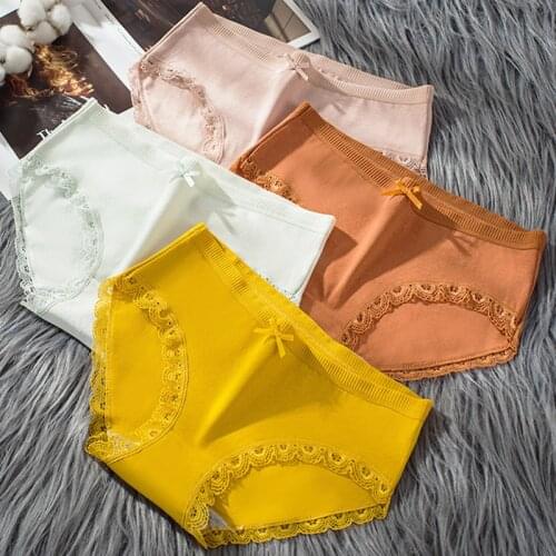Womens Cotton Panties Sexy Seamless Underwear For Women Large Size Mid Low Waist Lace Underpants Female Soft Invisible Briefs