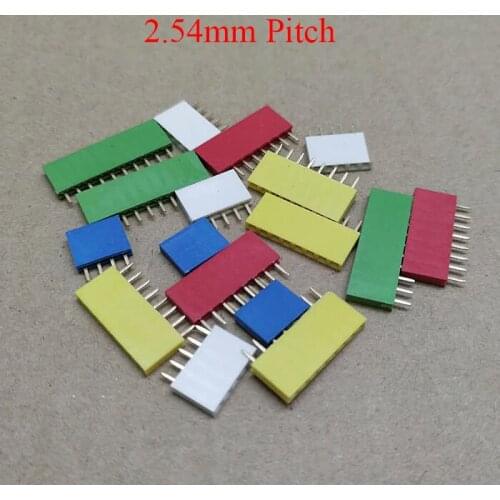 1*40 1x40 Pin 40P 2.54mm Pitch Red Black Yellow Green Blue White Female Connector Socket Single Row Straight Pin Header Strip