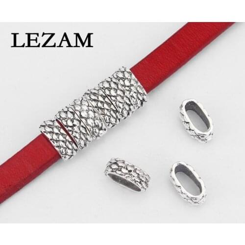 10pcs Antique The Snake Grain Charms Beads Slider Spacers For 10mm 5mm Flat Leather Cord