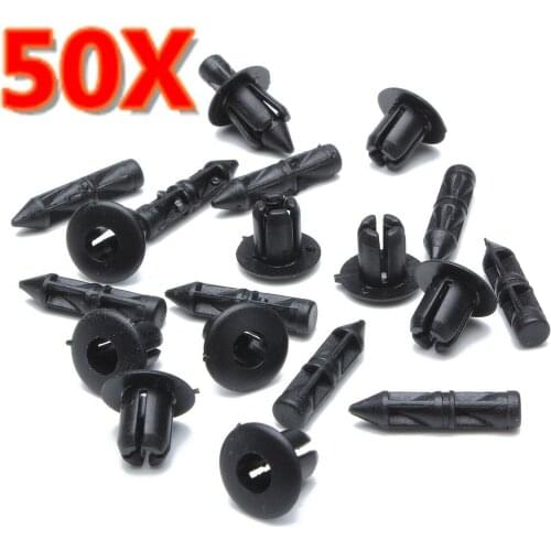 50pcs Motorcycle Retainer Clips Rivetti Clips Scatto Plastica 6MM Bumper Push Rivet Clips Retainer For Honda For Suzuki