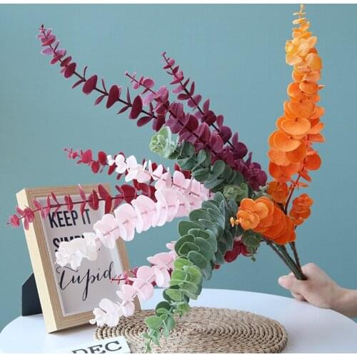 6Colors 3Forks Artificial Plant Eucalyptus Green Plant Branch Leaves Home Garden Party Decorative DIY Plant Wall Ins Photography