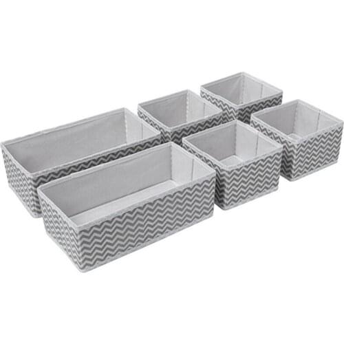 6 PCS Foldable and Eco-Friendly Storage Boxes Underwear Divider Closet Organizer Interior for Ties Socks Shorts Bra