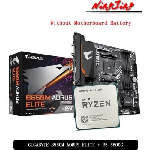 AMD Ryzen 5 5600G R5 5600G CPU + GA B550M AORUS ELITE (rev. 1.0) Motherboard Suit Socket AM4 All new but without cooler