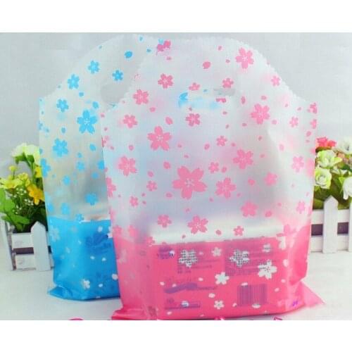 Large pink printed Plastic Storage Bags Gift Packaging Plastic Bag Storage bags with handles for jewelry