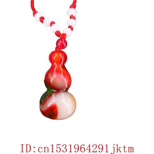 Colour Jade Gourd Pendant Chinese Fashion Charm Necklace Gifts Jadeite Carved Natural Jewelry Amulet