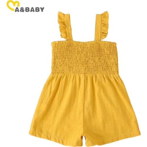 Ma&Baby 18M-6Y Summer Children Kid Girls Jumpsuit Sleeveless Ruffles Overalls Rompers Beach Holiday Costumes