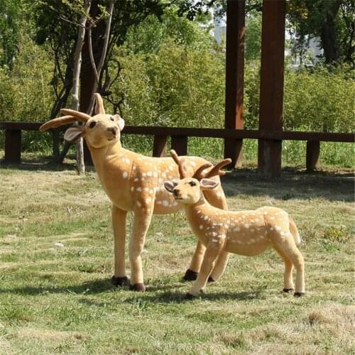 Fancytrader Giant Simulated Animal Standing Sika Deer Plush Toy 33'' Big Stuffed Deer House Decoration Kids Play Doll