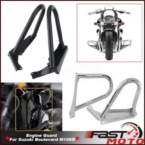 For Suzuki Boulevard M109R Chrome/Black Steel Motorcycle Engine Guard Crash Bar Guard Safety Bumper Protector 2006-2014