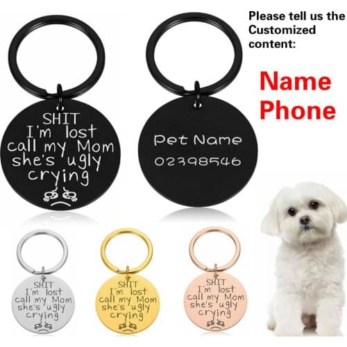 Custom Dog ID Tags Engraved Pet Dog Collar Accessories Personalized Cat Puppy ID Tag Stainless Steel Name Tags Anti-lost Pendant