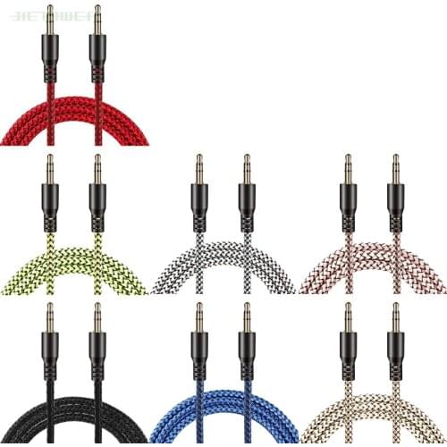 Hot sale Aux Cable Male to Male Cloth Audio Aux Cable Gold Plug Car Aux Cord Nylon Jack Audio Cable 3.5 mm to 3.5mm 300pcs/lot