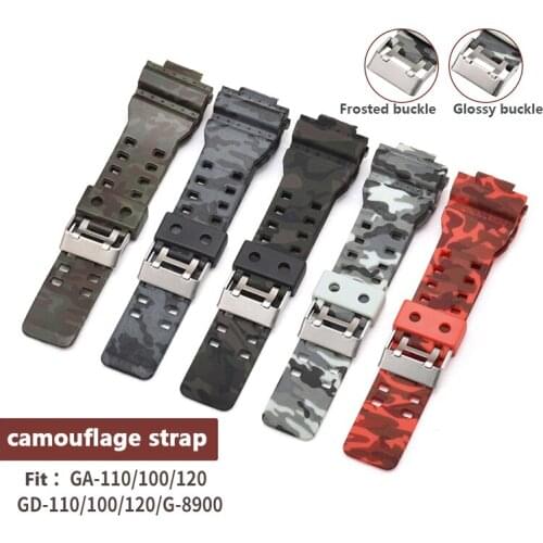 16mm Camouflage Waterproof Resin Strap Rubber WatchBands Fits For Casio Band G-Shock GA-100/110/120/G-8900/GR-8900/GW-8900