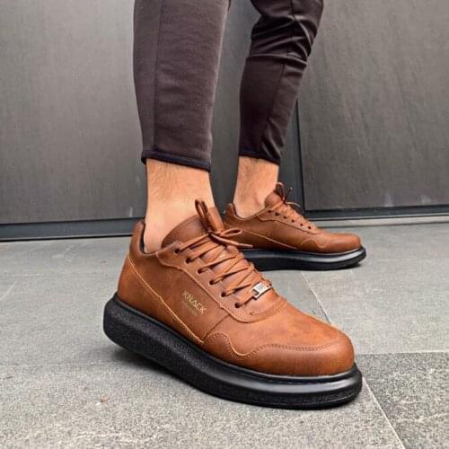 Knack High Bottom Men Casual Shoes 040 Tan (Black Base) spring Summer Street Fashion Casual New Style Ikon Fashion