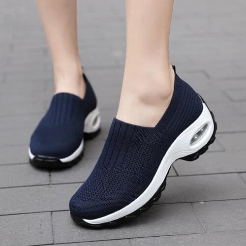 Platform sneakers women shoes 2021 fashion solid color woven sock shoes mesh breathable anti-skid casual shoes woman sneakers