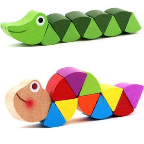Small wooden toy caterpillars MG117 Variety color puzzle toy animal dolls