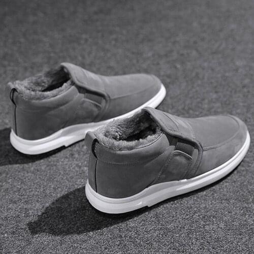 Weweya Winter Cotton Shoes Men Casual Plus Velvet Men Shoes Warm Fur Snow Outdoor Driving Shoe Low Top Slip On Flats Loafers